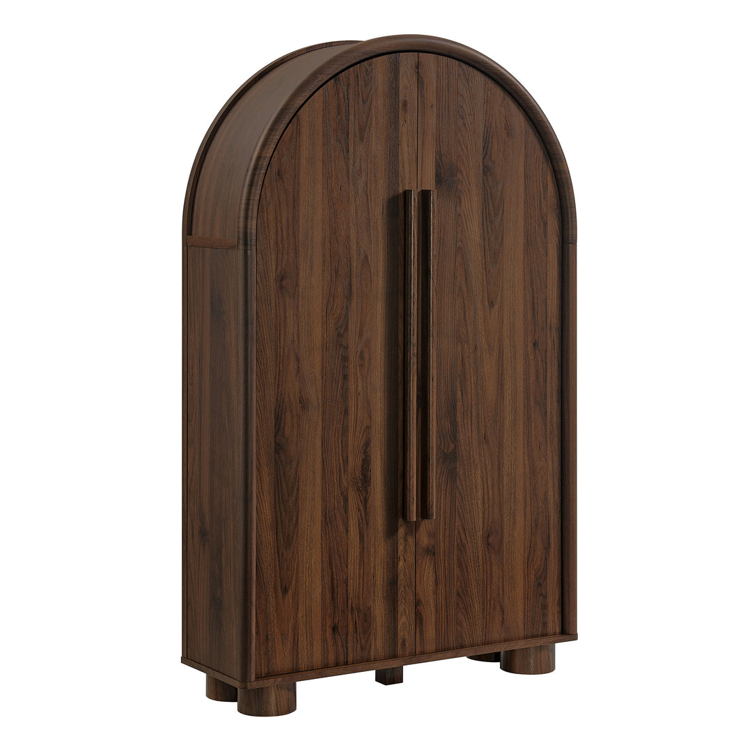 Bellamy Arched Fold-Out Desk Cabinet in Walnut