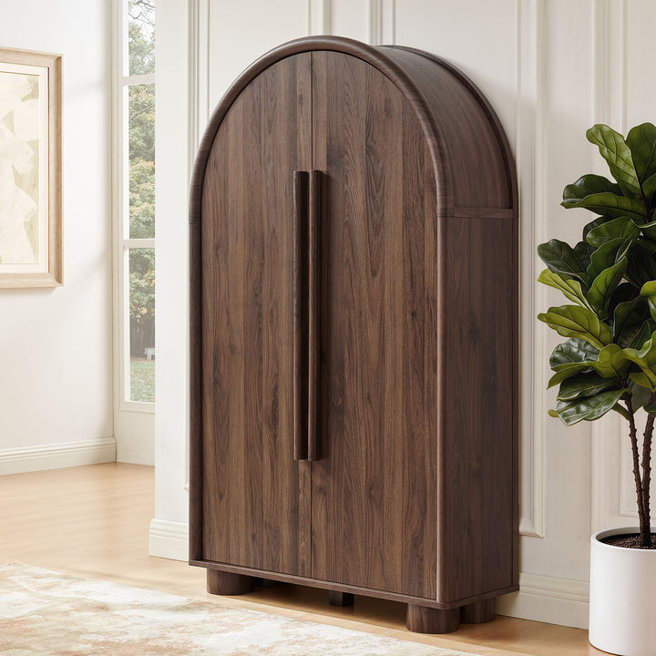 Bellamy Arched Fold-Out Desk Cabinet in Walnut