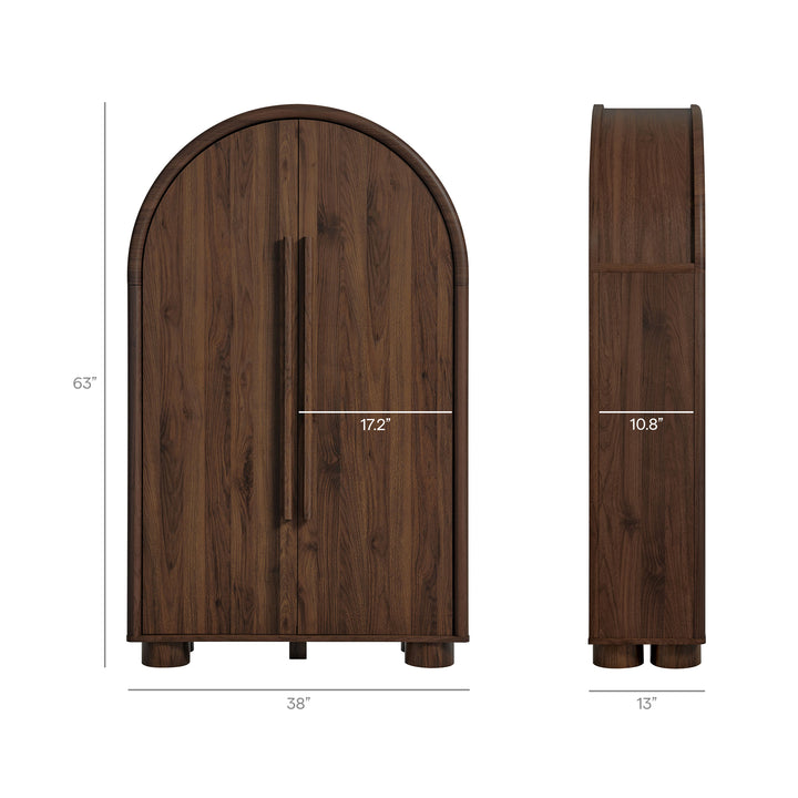 Bellamy Arched Fold-Out Desk Cabinet in Walnut