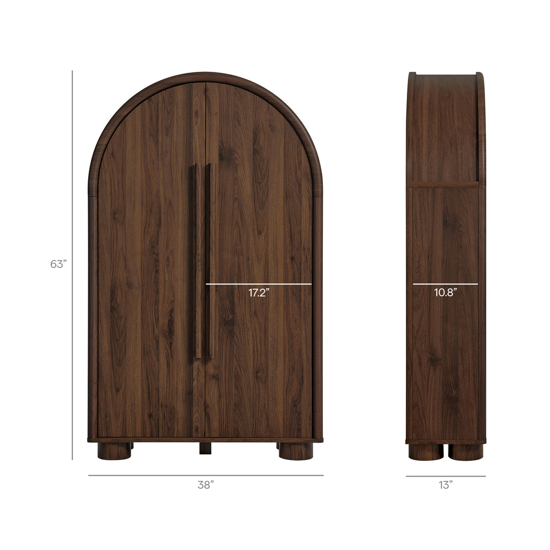 Bellamy Arched Fold-Out Desk Cabinet in Walnut