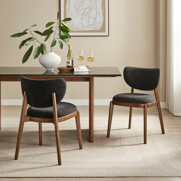 Fenwick Fabric Dining Chairs Set of 2 in Ebony
