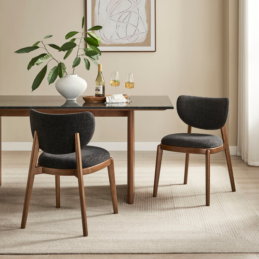 Fenwick Fabric Dining Chairs Set of 2 in Ebony