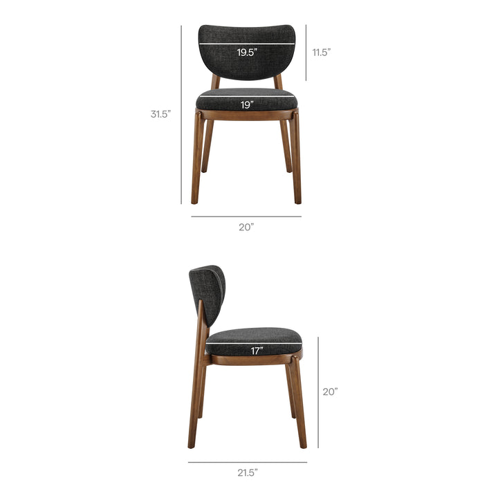 Fenwick Fabric Dining Chairs Set of 2 in Ebony