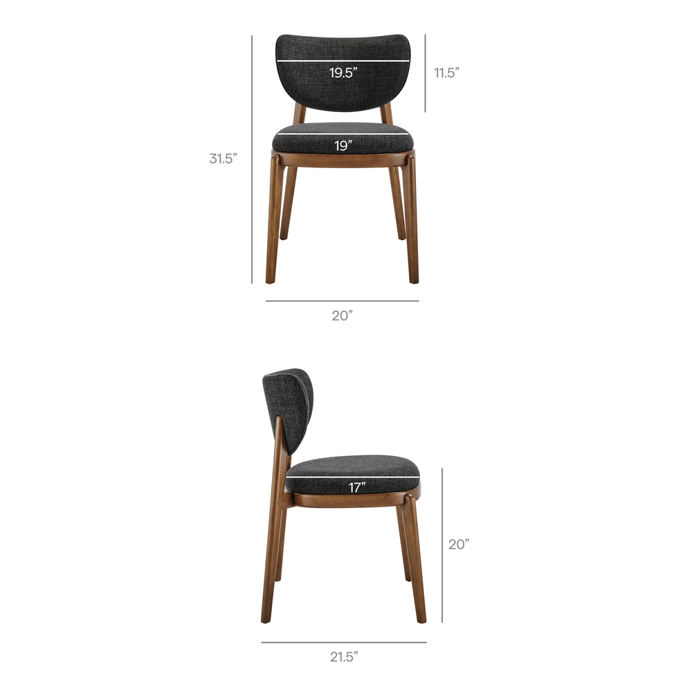 Fenwick Fabric Dining Chairs Set of 2 in Ebony