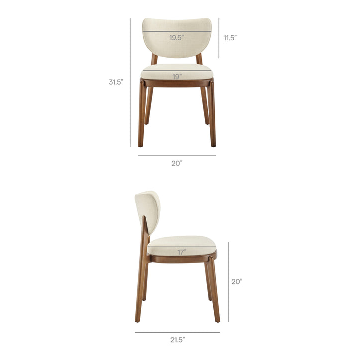 Fenwick Fabric Dining Chairs Set of 2 in Ecru