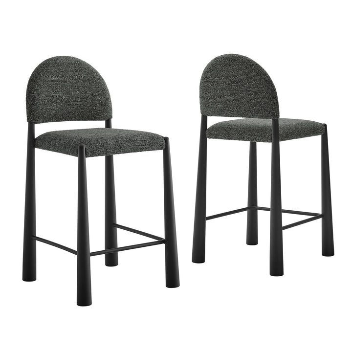 Hayley Upholstered Fabric Counter Stools Set of 2 in Black Anthracite