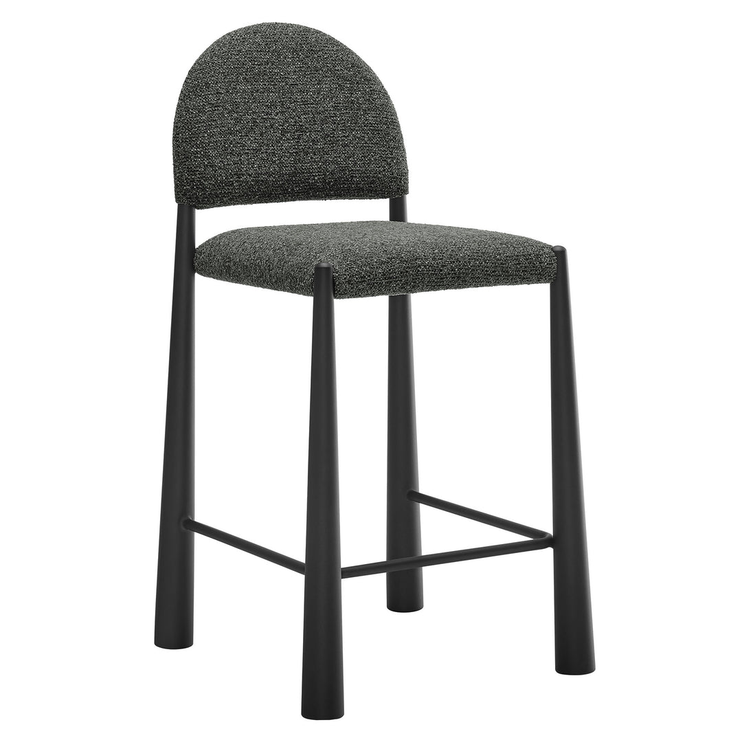 Hayley Upholstered Fabric Counter Stools Set of 2 in Black Anthracite