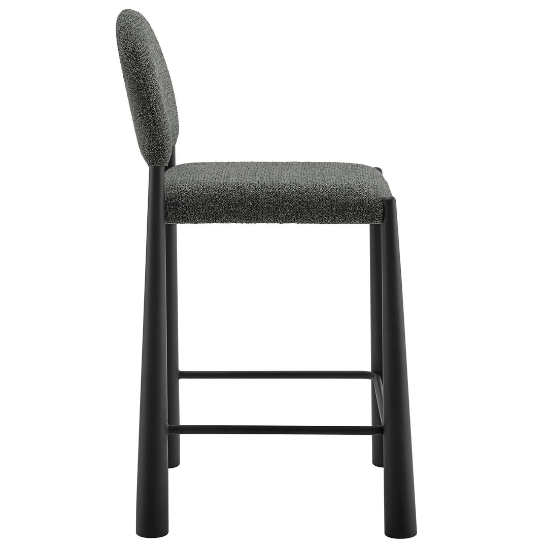 Hayley Upholstered Fabric Counter Stools Set of 2 in Black Anthracite