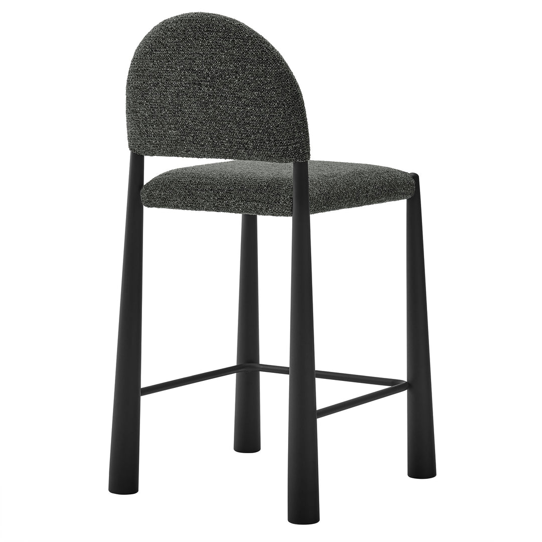 Hayley Upholstered Fabric Counter Stools Set of 2 in Black Anthracite