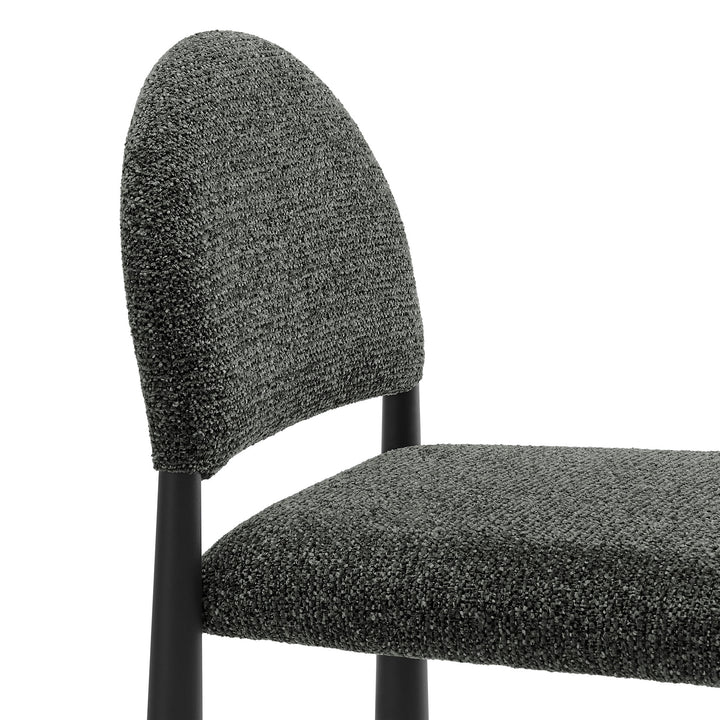 Hayley Upholstered Fabric Counter Stools Set of 2 in Black Anthracite