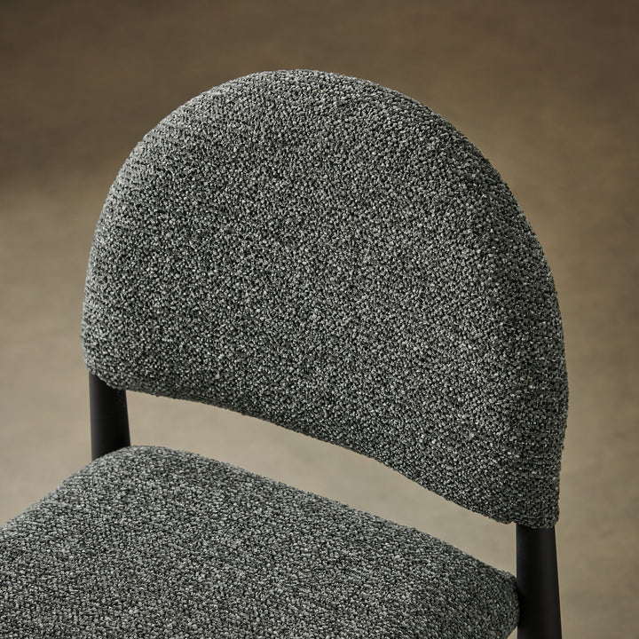 Hayley Upholstered Fabric Counter Stools Set of 2 in Black Anthracite