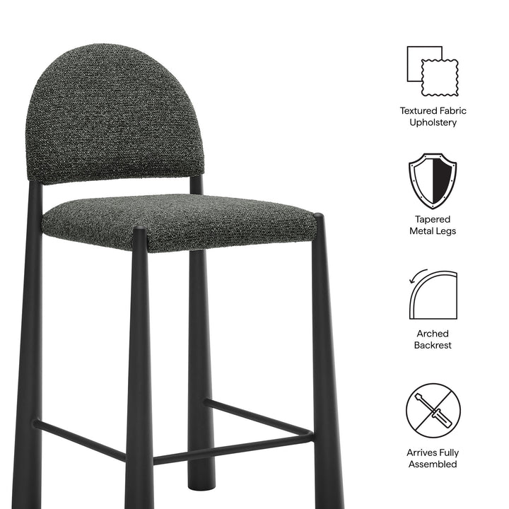 Hayley Upholstered Fabric Counter Stools Set of 2 in Black Anthracite