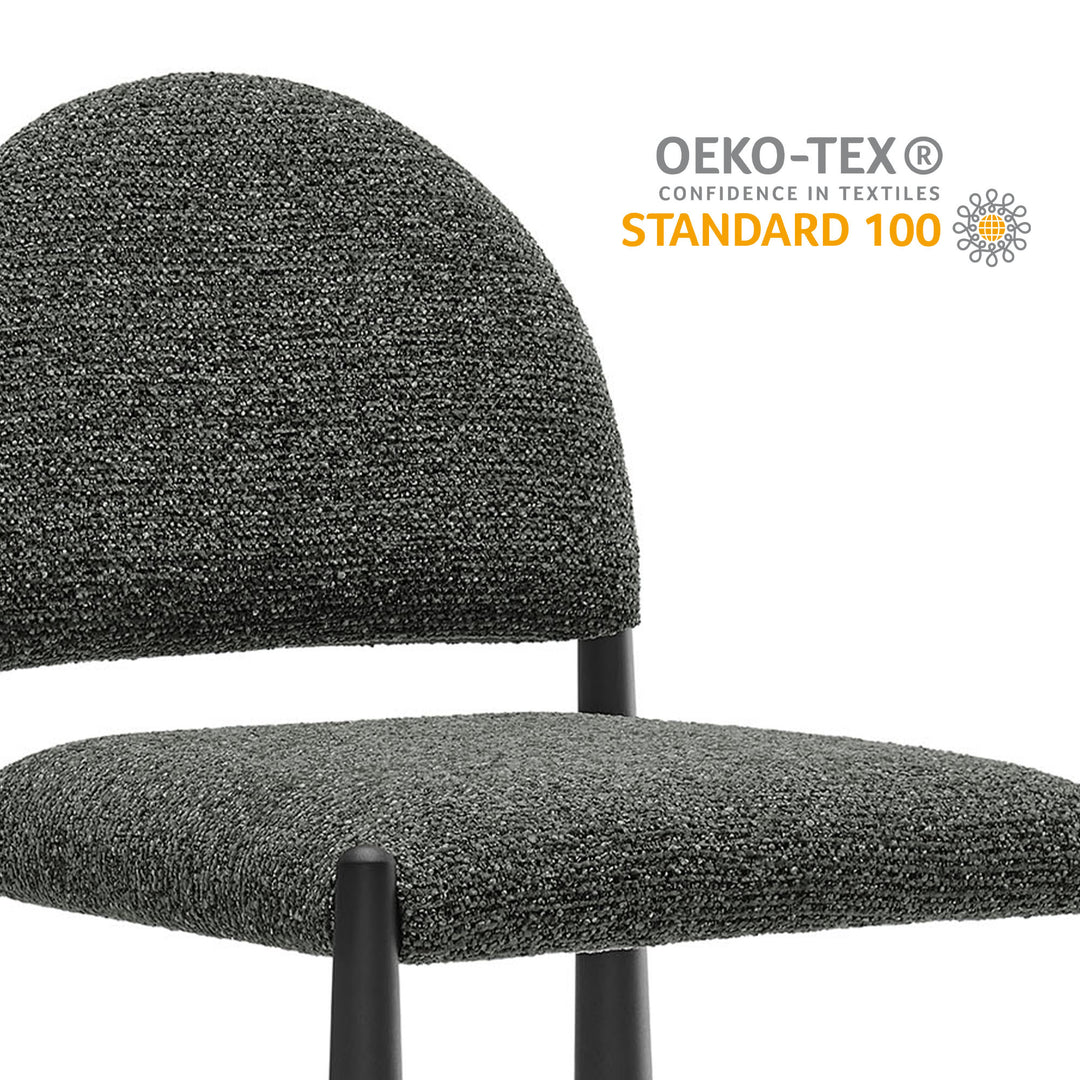 Hayley Upholstered Fabric Counter Stools Set of 2 in Black Anthracite