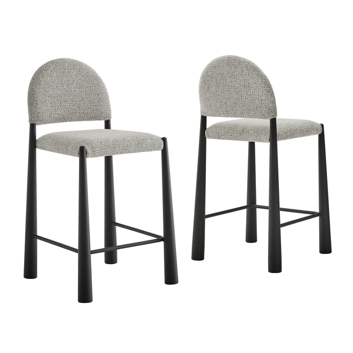 Hayley Upholstered Fabric Counter Stools Set of 2 in Black Camel