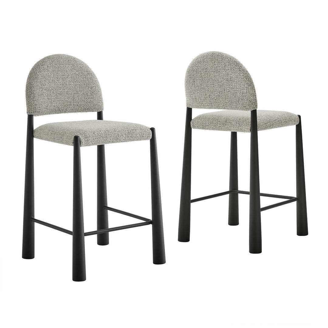 Hayley Upholstered Fabric Counter Stools Set of 2 in Black Camel