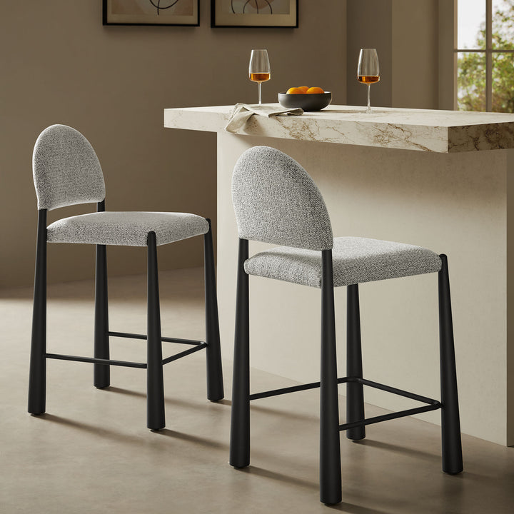 Hayley Upholstered Fabric Counter Stools Set of 2 in Black Camel