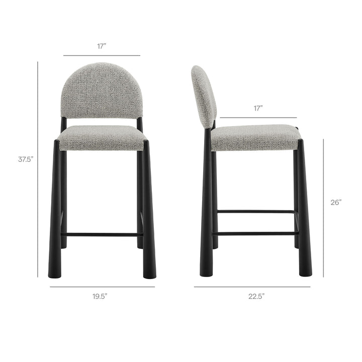 Hayley Upholstered Fabric Counter Stools Set of 2 in Black Camel