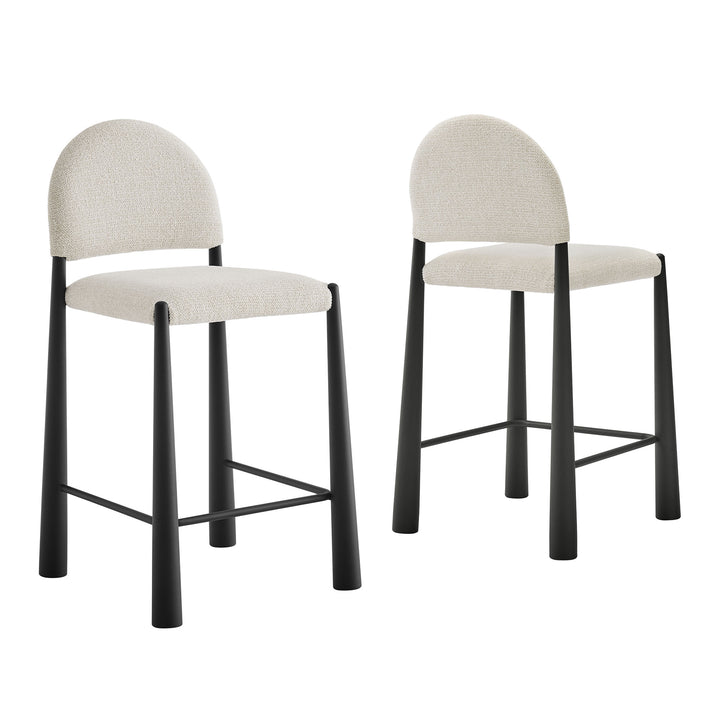 Hayley Upholstered Fabric Counter Stools Set of 2 in Black Cream