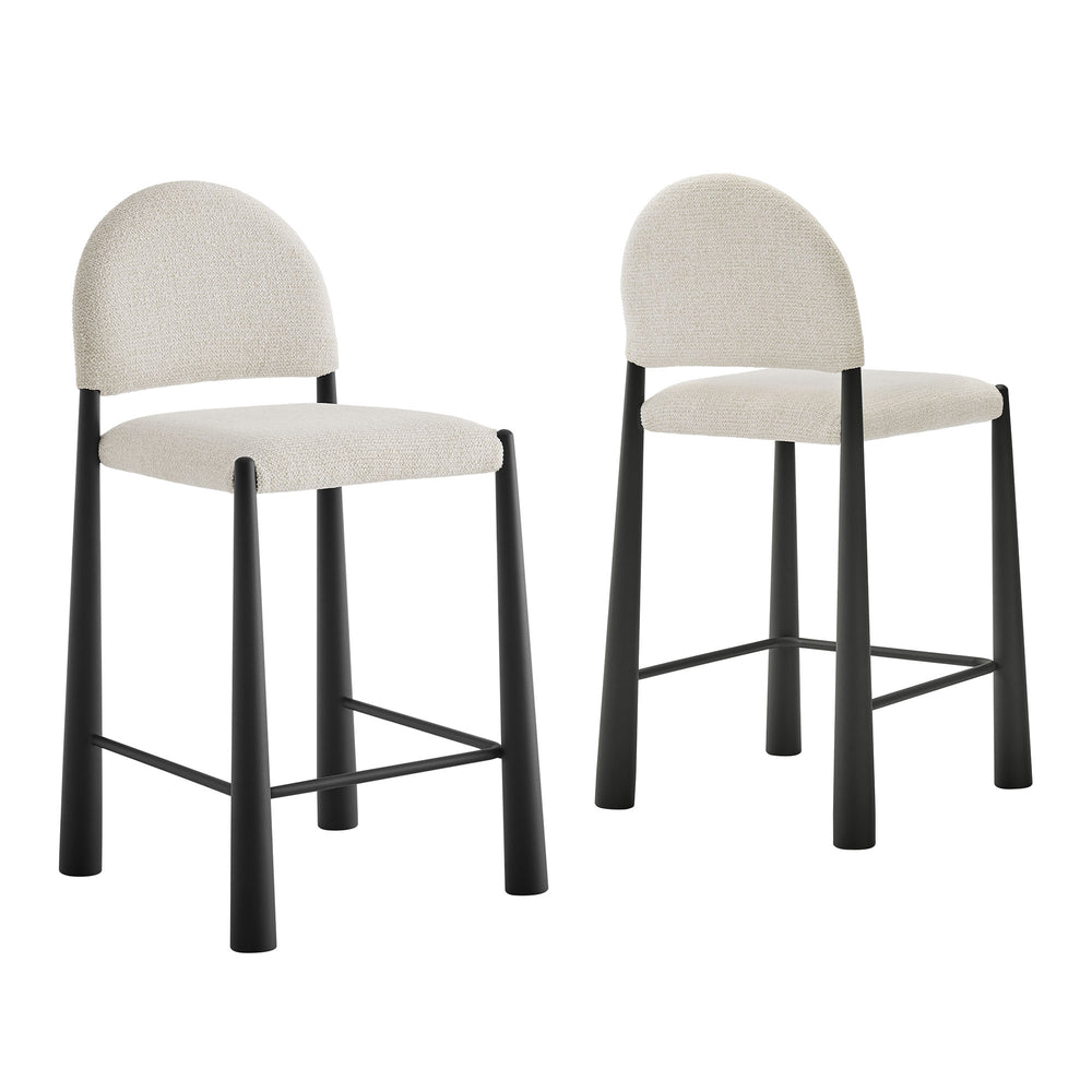 Hayley Upholstered Fabric Counter Stools Set of 2 in Black Cream
