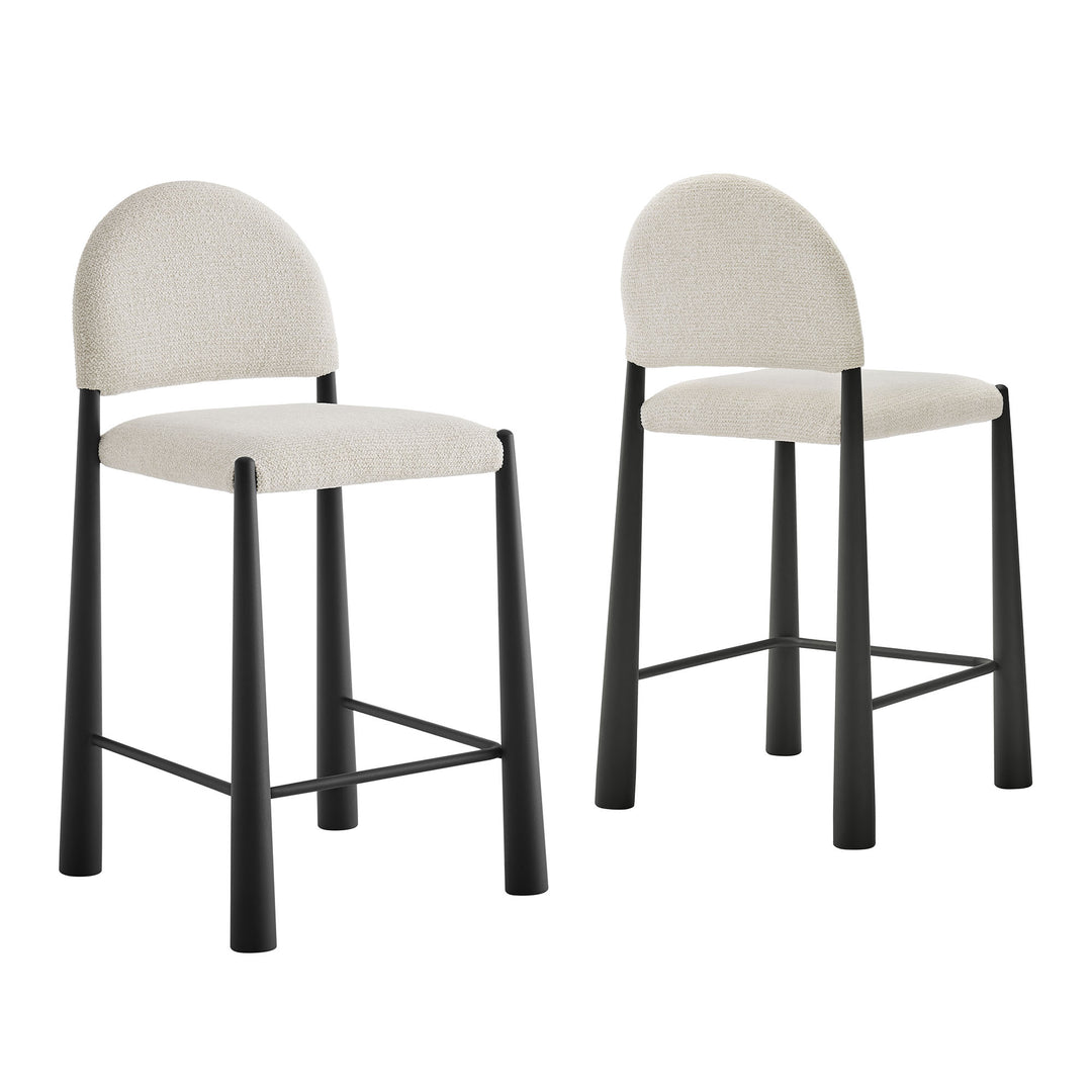 Hayley Upholstered Fabric Counter Stools Set of 2 in Black Cream