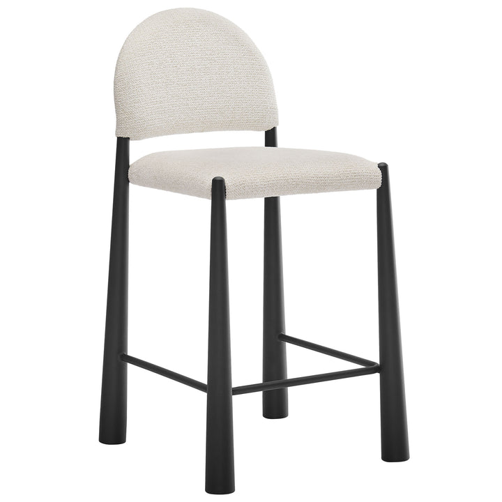 Hayley Upholstered Fabric Counter Stools Set of 2 in Black Cream