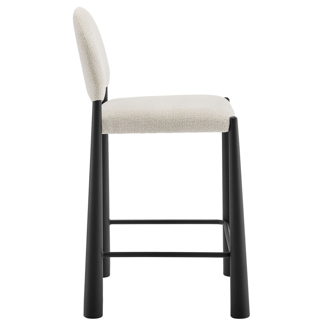 Hayley Upholstered Fabric Counter Stools Set of 2 in Black Cream