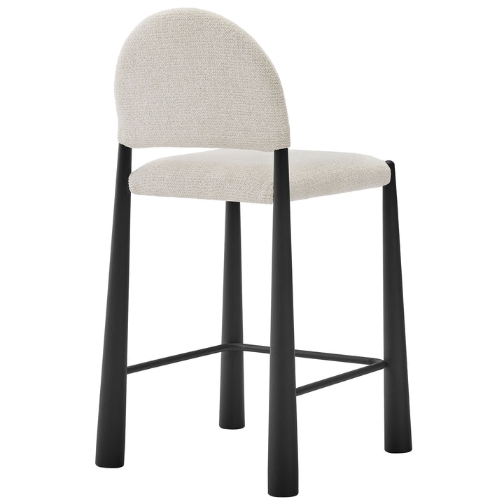 Hayley Upholstered Fabric Counter Stools Set of 2 in Black Cream