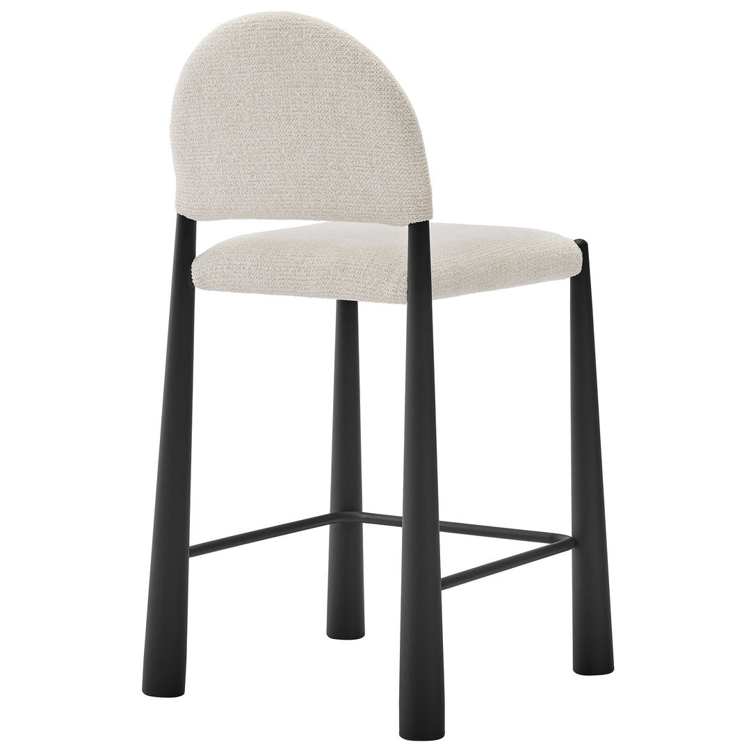 Hayley Upholstered Fabric Counter Stools Set of 2 in Black Cream