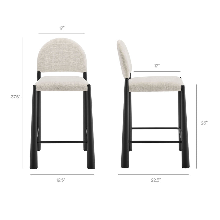 Hayley Upholstered Fabric Counter Stools Set of 2 in Black Cream