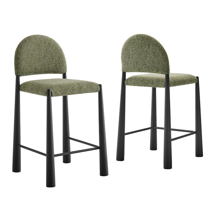 Hayley Upholstered Fabric Counter Stools Set of 2 in Black Leaf