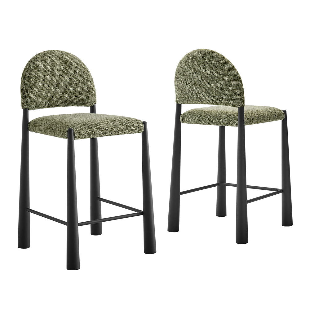 Hayley Upholstered Fabric Counter Stools Set of 2 in Black Leaf
