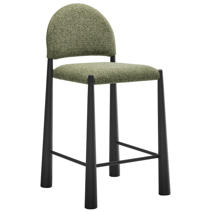 Hayley Upholstered Fabric Counter Stools Set of 2 in Black Leaf