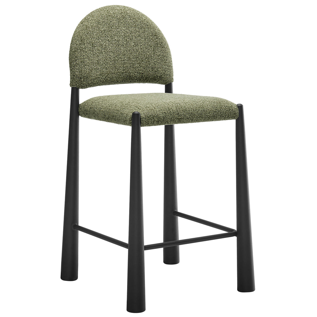 Hayley Upholstered Fabric Counter Stools Set of 2 in Black Leaf