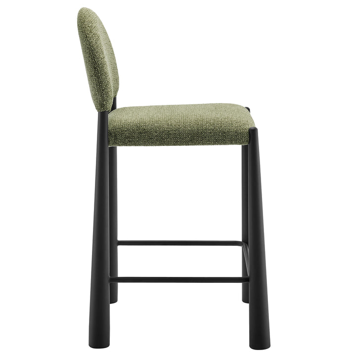 Hayley Upholstered Fabric Counter Stools Set of 2 in Black Leaf