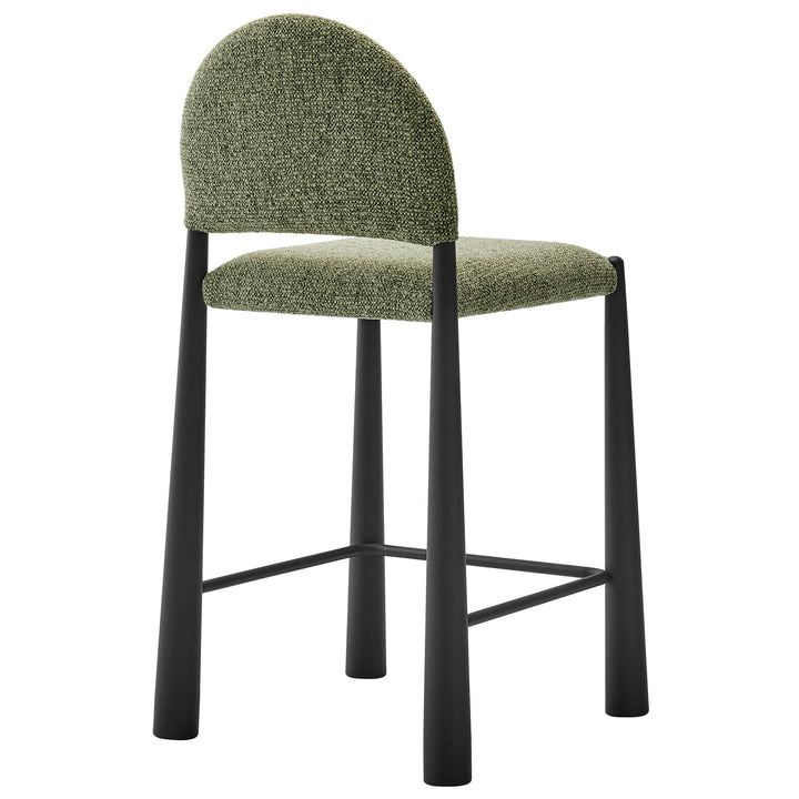 Hayley Upholstered Fabric Counter Stools Set of 2 in Black Leaf