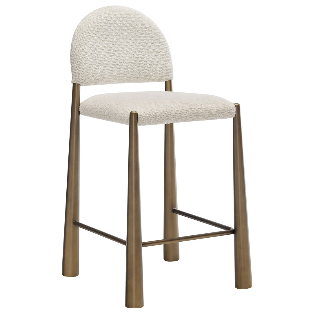 Hayley Upholstered Fabric Counter Stools Set of 2 in Brass Cream