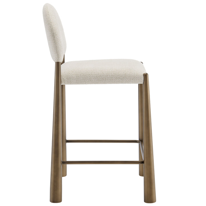 Hayley Upholstered Fabric Counter Stools Set of 2 in Brass Cream