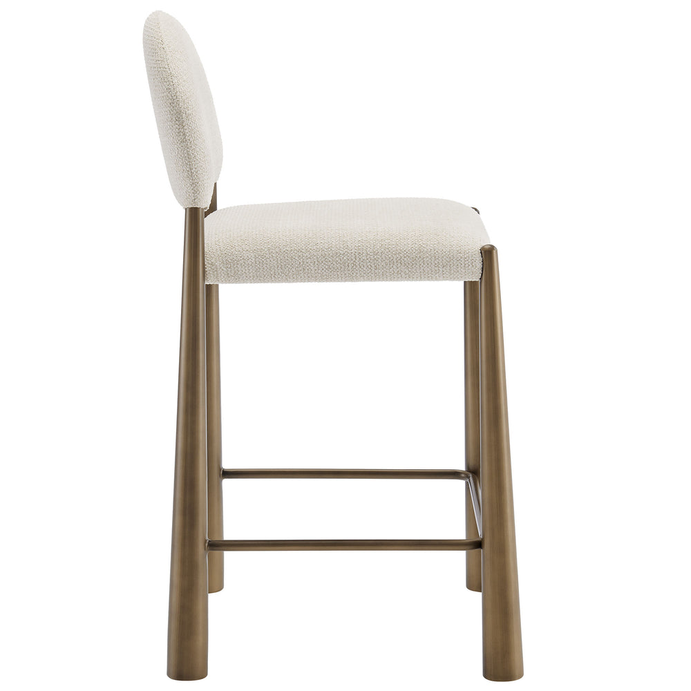 Hayley Upholstered Fabric Counter Stools Set of 2 in Brass Cream