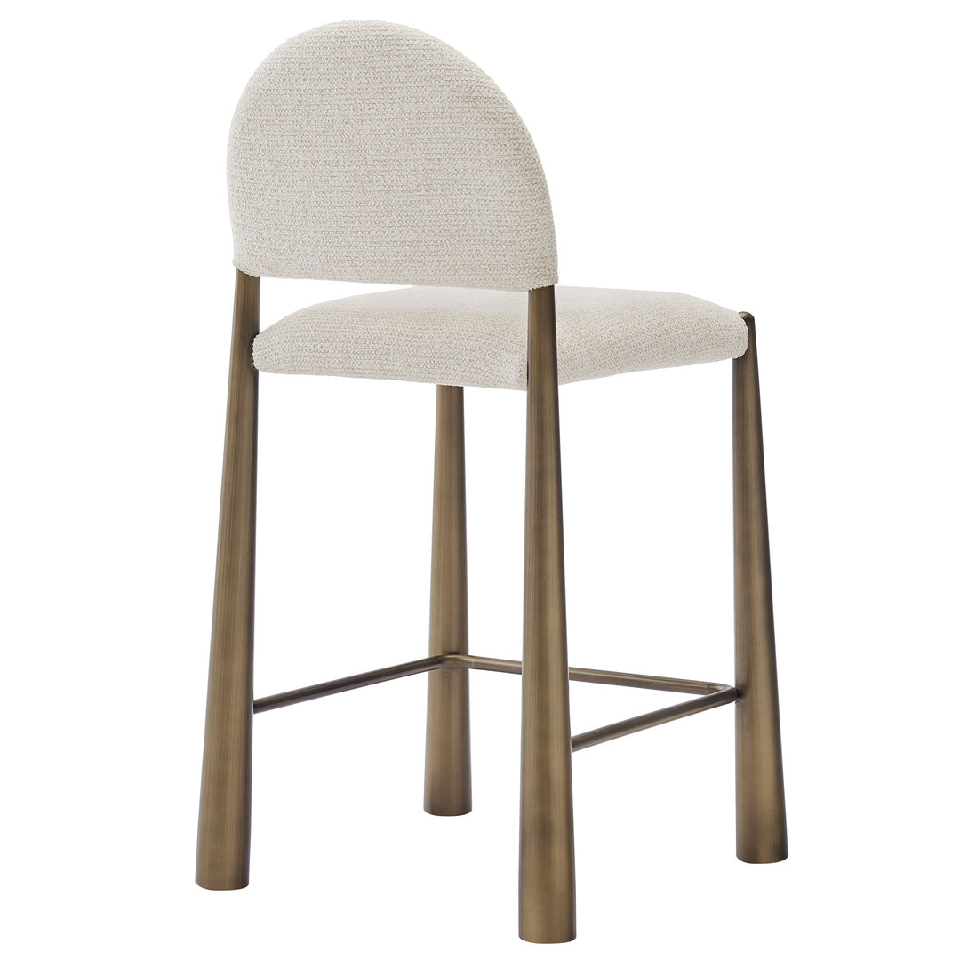 Hayley Upholstered Fabric Counter Stools Set of 2 in Brass Cream