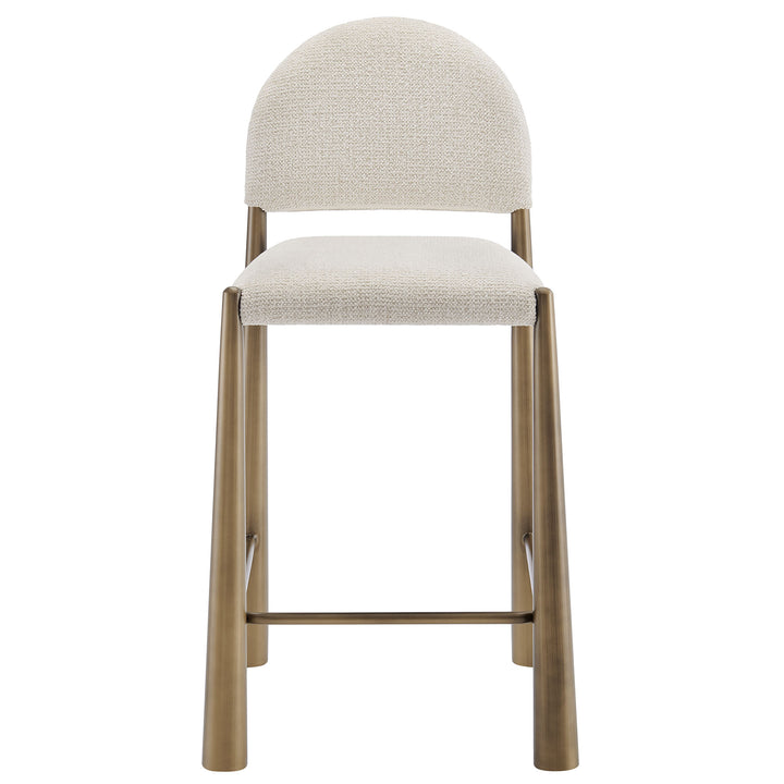 Hayley Upholstered Fabric Counter Stools Set of 2 in Brass Cream