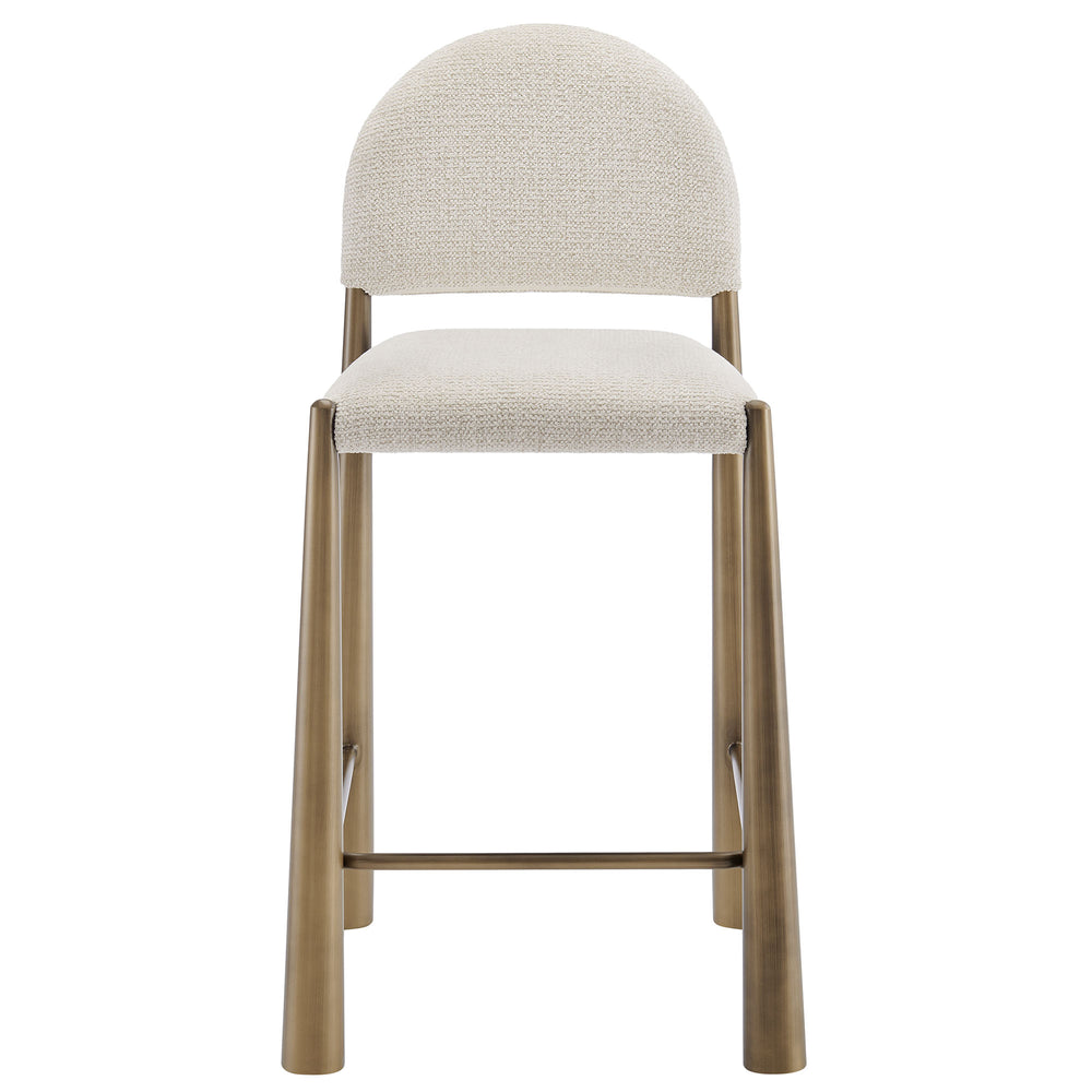 Hayley Upholstered Fabric Counter Stools Set of 2 in Brass Cream