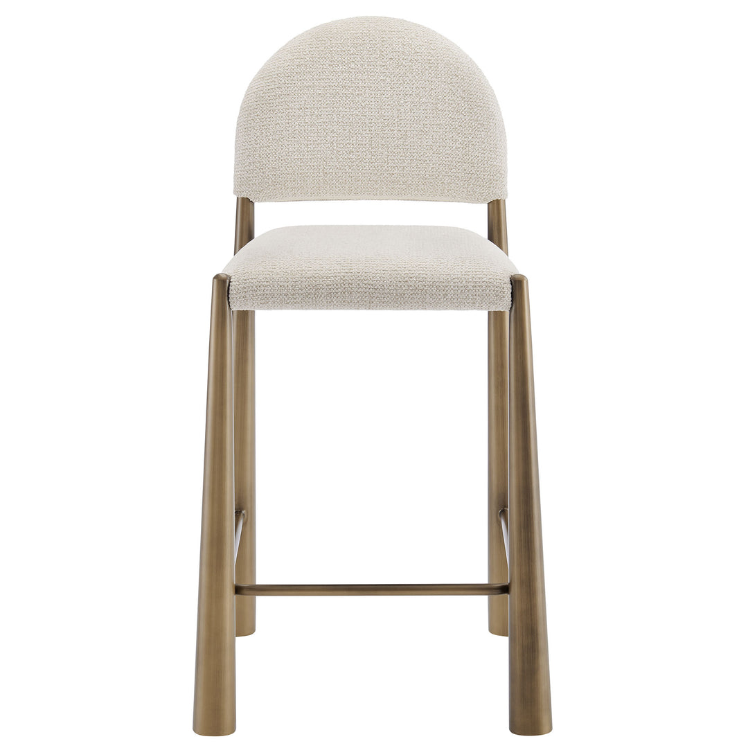 Hayley Upholstered Fabric Counter Stools Set of 2 in Brass Cream