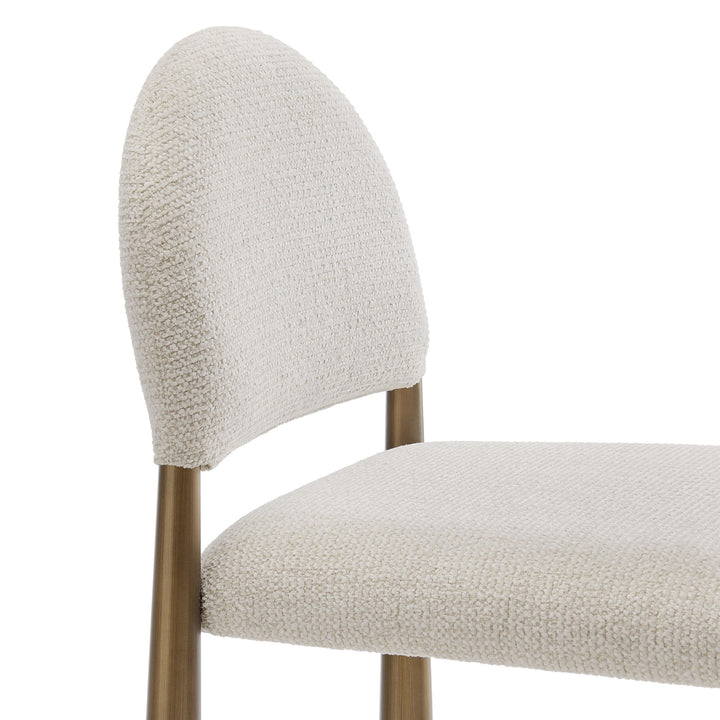 Hayley Upholstered Fabric Counter Stools Set of 2 in Brass Cream