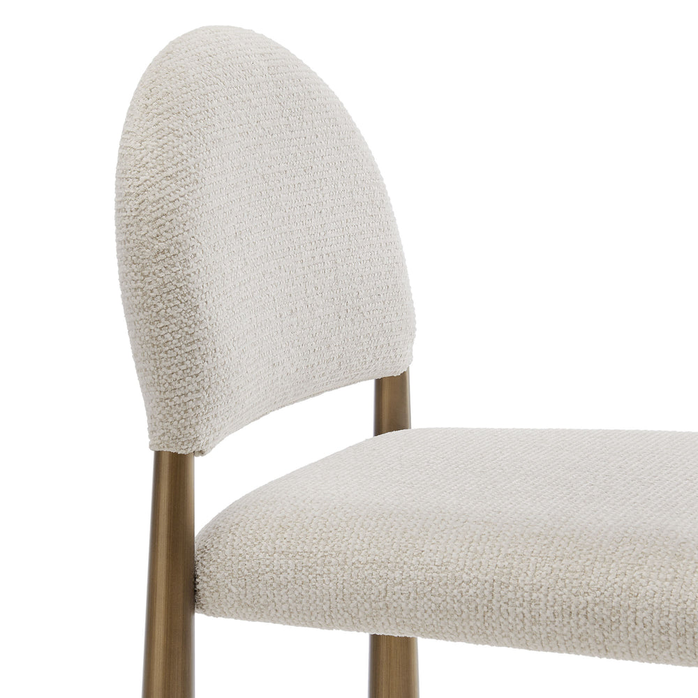 Hayley Upholstered Fabric Counter Stools Set of 2 in Brass Cream