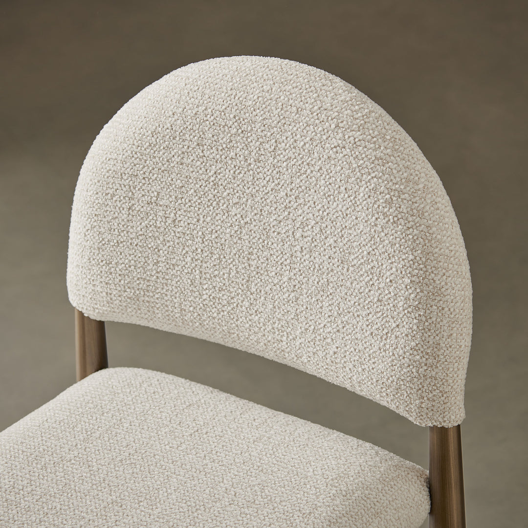 Hayley Upholstered Fabric Counter Stools Set of 2 in Brass Cream