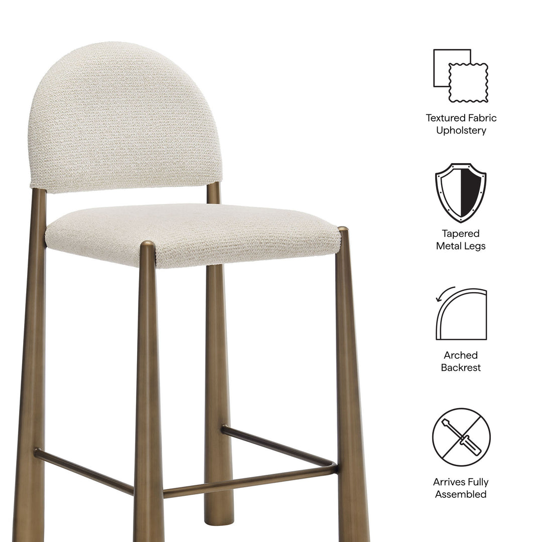 Hayley Upholstered Fabric Counter Stools Set of 2 in Brass Cream