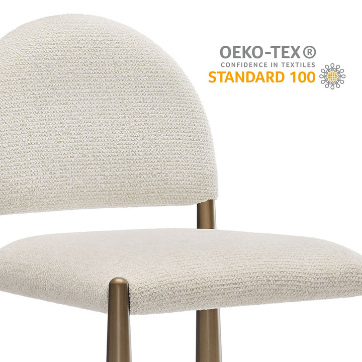 Hayley Upholstered Fabric Counter Stools Set of 2 in Brass Cream