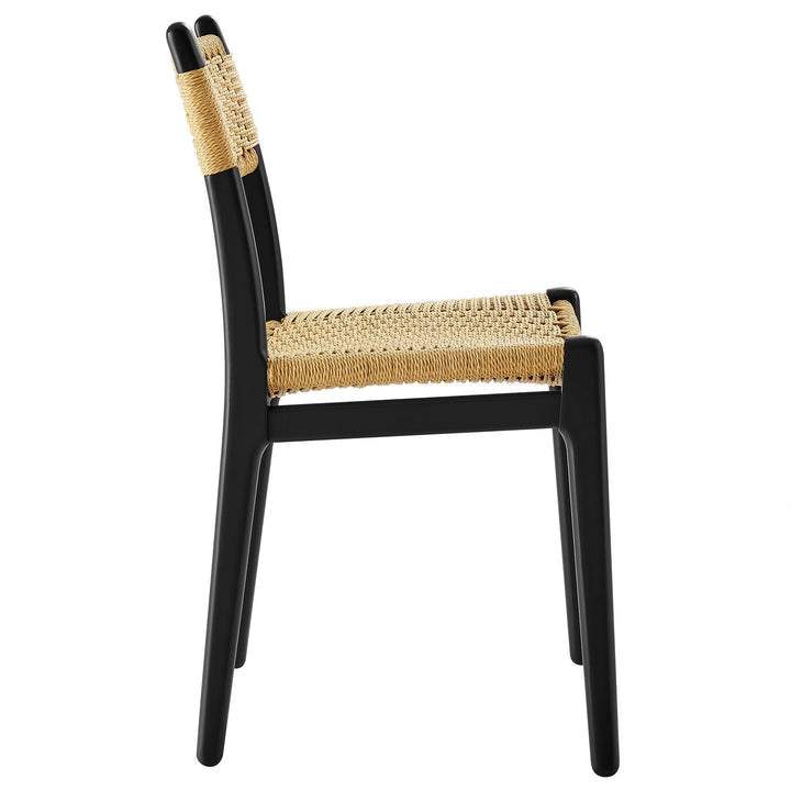 Wynn Rope and Wood Dining Side Chair in Black Natural
