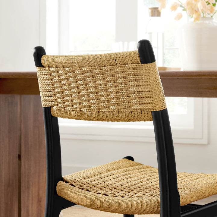 Wynn Rope and Wood Dining Side Chair in Black Natural