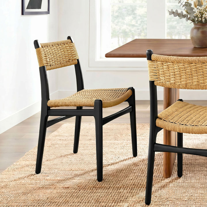 Wynn Rope and Wood Dining Side Chair in Black Natural